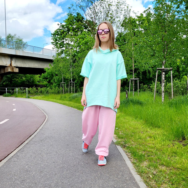 BABY PINK LOOPED COTTON SWEATPANTS