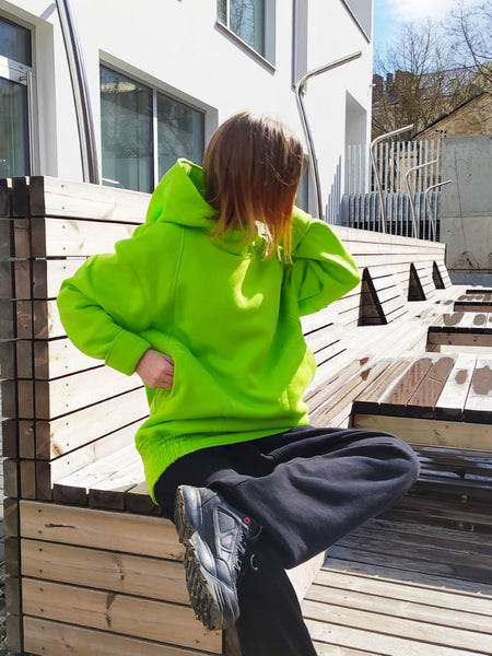 BRIGHT GREEN HOODIE – PeuPeu - Main Image