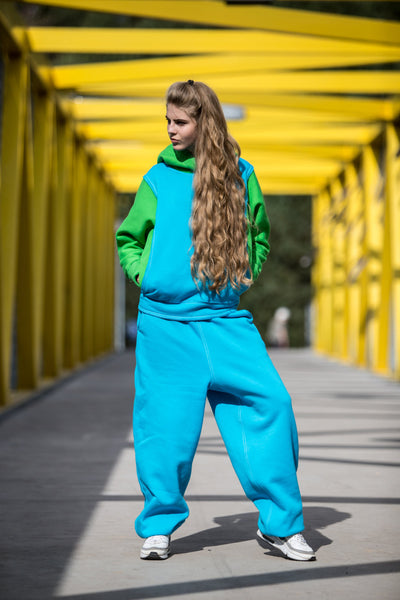 Blue and top yellow sweatpants