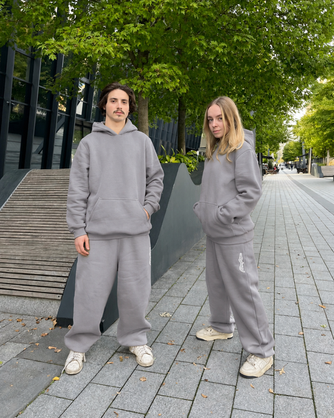 CEMENT GREY SHORTER FIT HOODIE