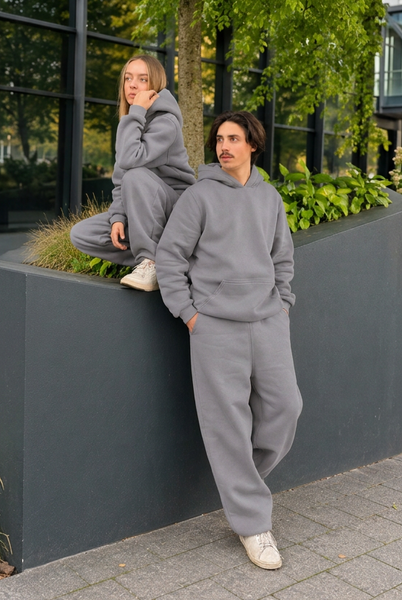 CEMENT GREY SHORTER FIT HOODIE