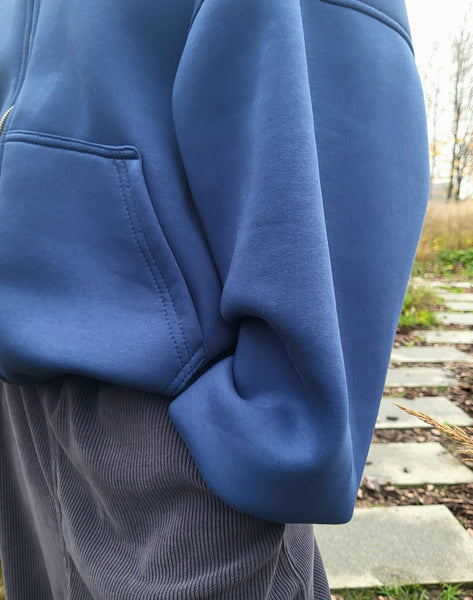 Denim Blue Zip-Up Hoodie