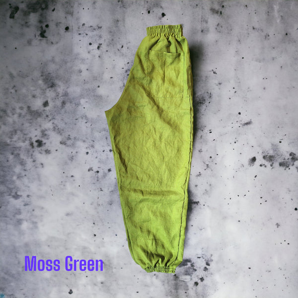 DARK GREEN LINEN PANTS