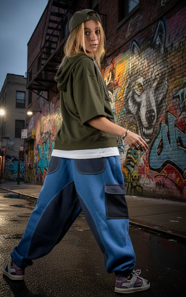 DEEP BLUE&DEEP GRAY SWEATPANTS