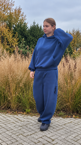DENIM BLUE SHORTER FIT HOODIE