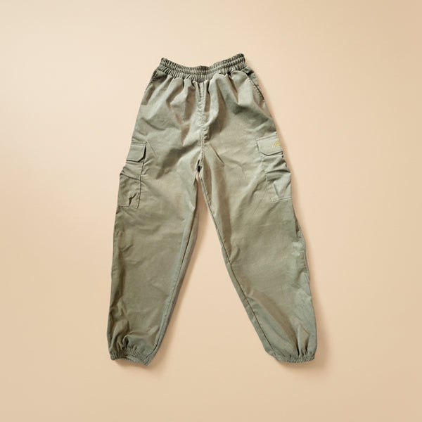 Khaki Corduroy Cargo Pants – Elastic Waist – Relaxed Fit Utility Trousers – Limited Drop