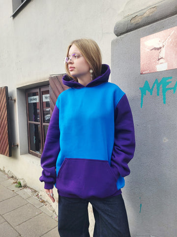 Unisex Oversized Hoodie – Cotton Blend, Blue & Purple