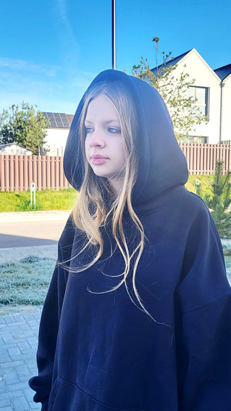 Oversize Unisex Black Hoodie — One Size