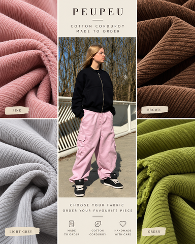 Corduroy 5 Pocket Pants – Unisex Baggy Trousers – Choose Your Colour