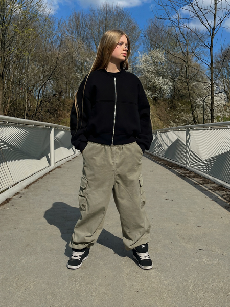 Khaki Corduroy Cargo Pants – Elastic Waist – Relaxed Fit Utility Trousers – Limited Drop