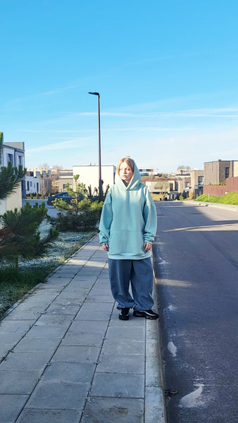 Oversize Unisex Mint Blue Hoodie — One Size