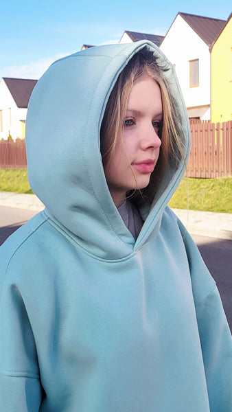 Oversize Unisex Mint Blue Hoodie — One Size