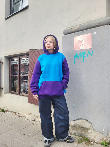 Unisex Oversized Hoodie – Cotton Blend, Blue & Purple