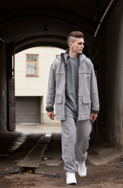 MATTE CEMENT GREY BAGGY SWEATPANTS