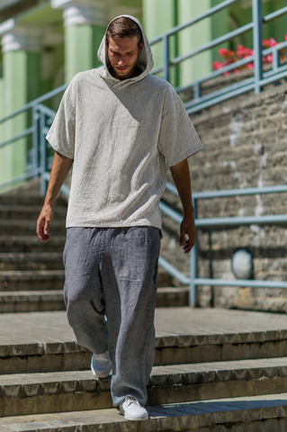 Unisex Linen Hooded Blouse / Oversized