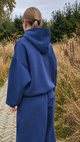 DENIM BLUE SHORTER FIT HOODIE