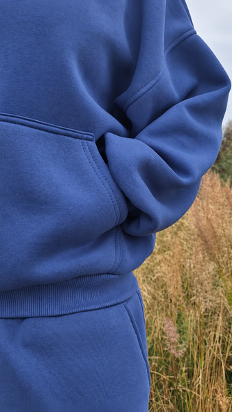DENIM BLUE SHORTER FIT HOODIE