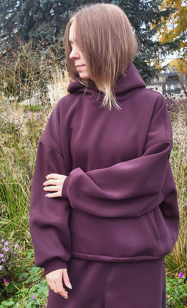 PLUM SHORTER FIT HOODIE