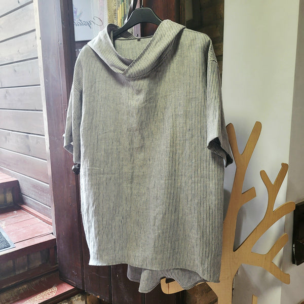 Unisex Linen Hooded Blouse / Oversized
