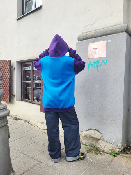Unisex Oversized Hoodie – Cotton Blend, Blue & Purple