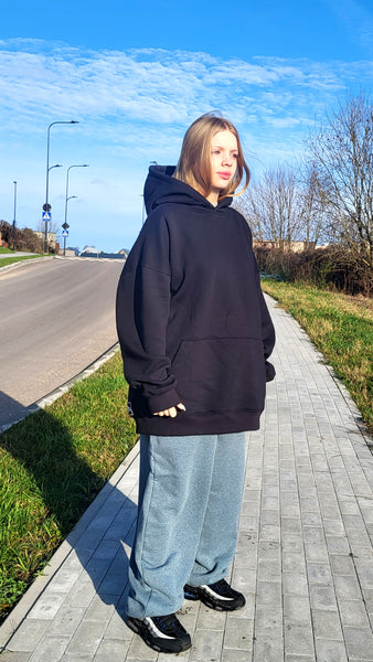 Oversize Unisex Black Hoodie — One Size