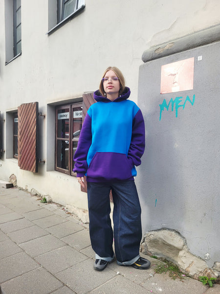 Unisex Oversized Hoodie – Cotton Blend, Blue & Purple