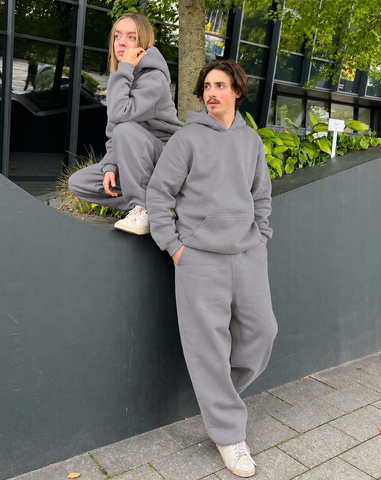 MATTE CEMENT GREY BAGGY SWEATPANTS