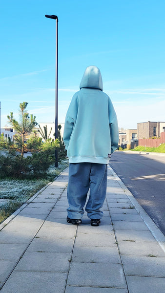 Oversize Unisex Mint Blue Hoodie — One Size