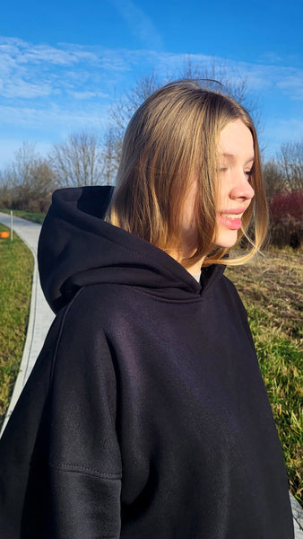 Oversize Unisex Black Hoodie — One Size