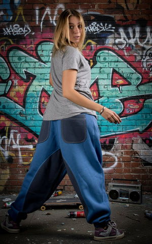 DEEP BLUE&DEEP GRAY SWEATPANTS