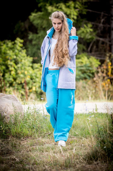 LIGHT GRAY&OCEAN BLUE PRO HOODIE