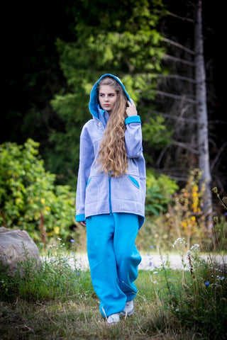 LIGHT GRAY&OCEAN BLUE PRO HOODIE